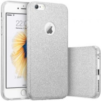 Луксозен силиконов гръб ТПУ кристално прозрачен с вграден сребърен брокат оригинален FSHANG за Apple iPhone 7 4.7 / Apple iPhone 8 4.7 / Apple iPhone SE2 2020 
